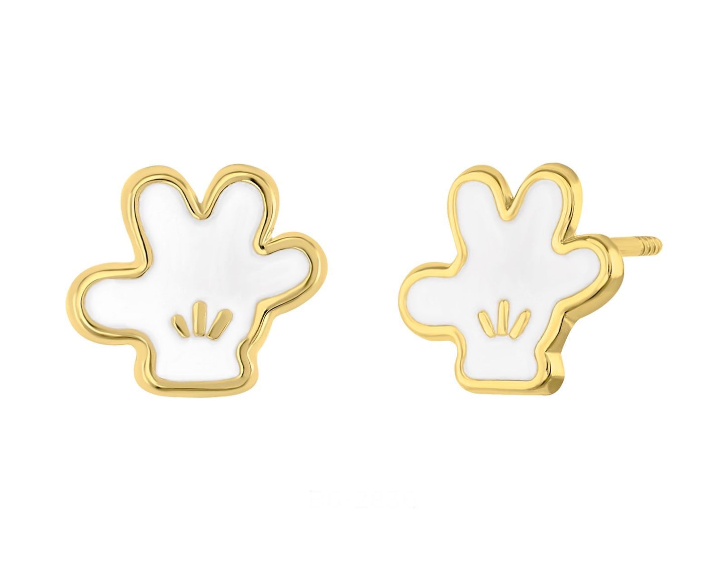 Mickey enameled glove studs in 10k yellow gold with zircons Disney®️