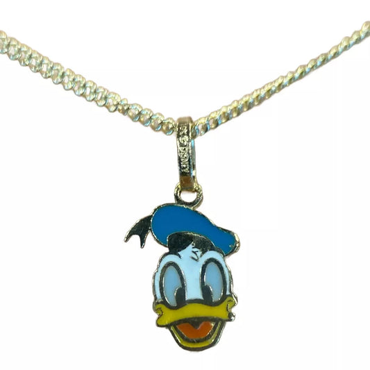 Collar Donald Duck esmaltado incrustadas en oro amarillo 10k Disney®️