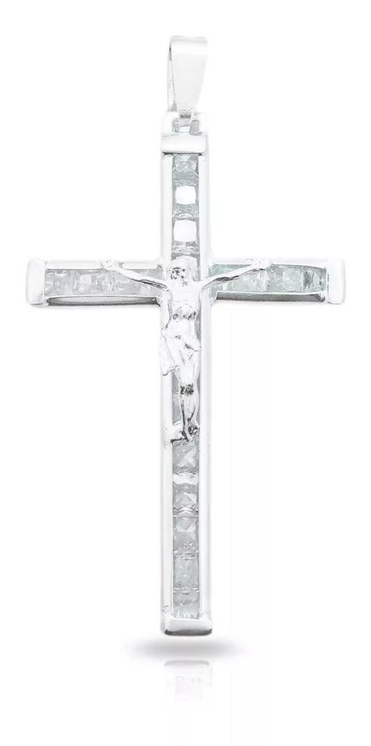 Dije Cristo Con Circonias Plata Ley 925 | 5.8cm*3cm*3mm