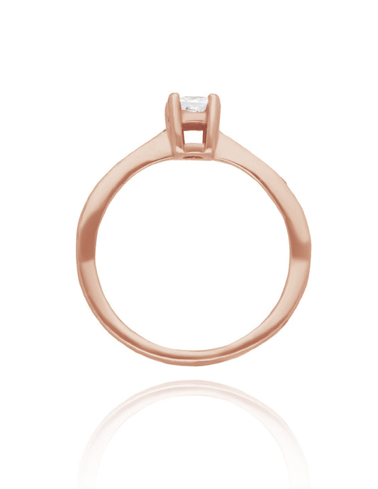 Anillo Darian en oro rosa 14k con circonia