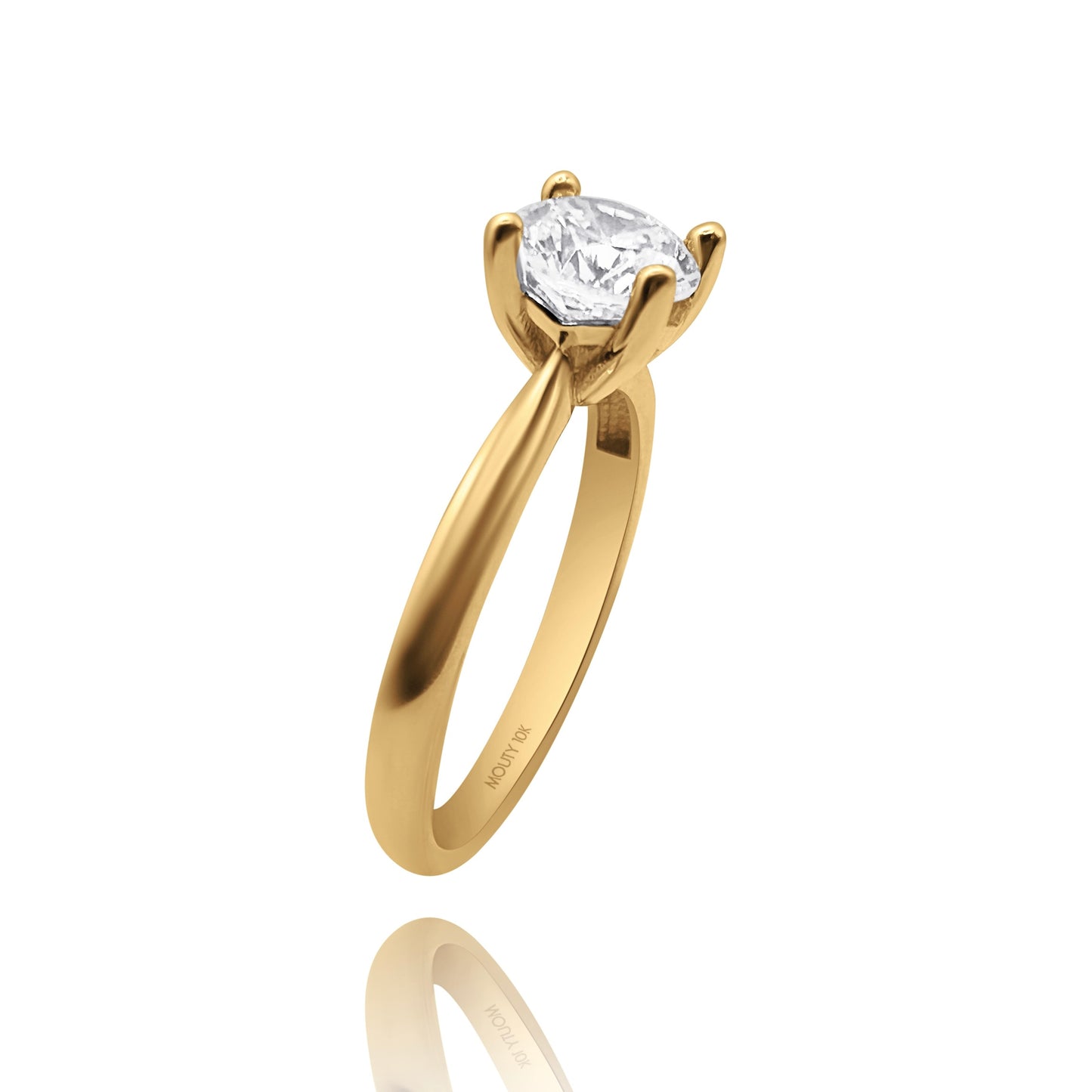 10k yellow gold ring with round zirconia Code: MAN315