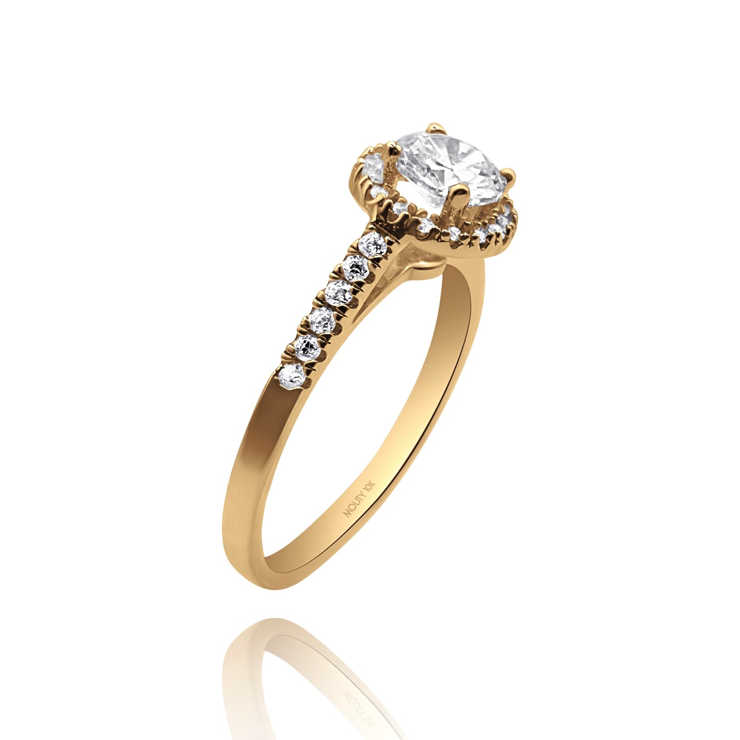 10k yellow gold ring with round zirconia Code: MAN315