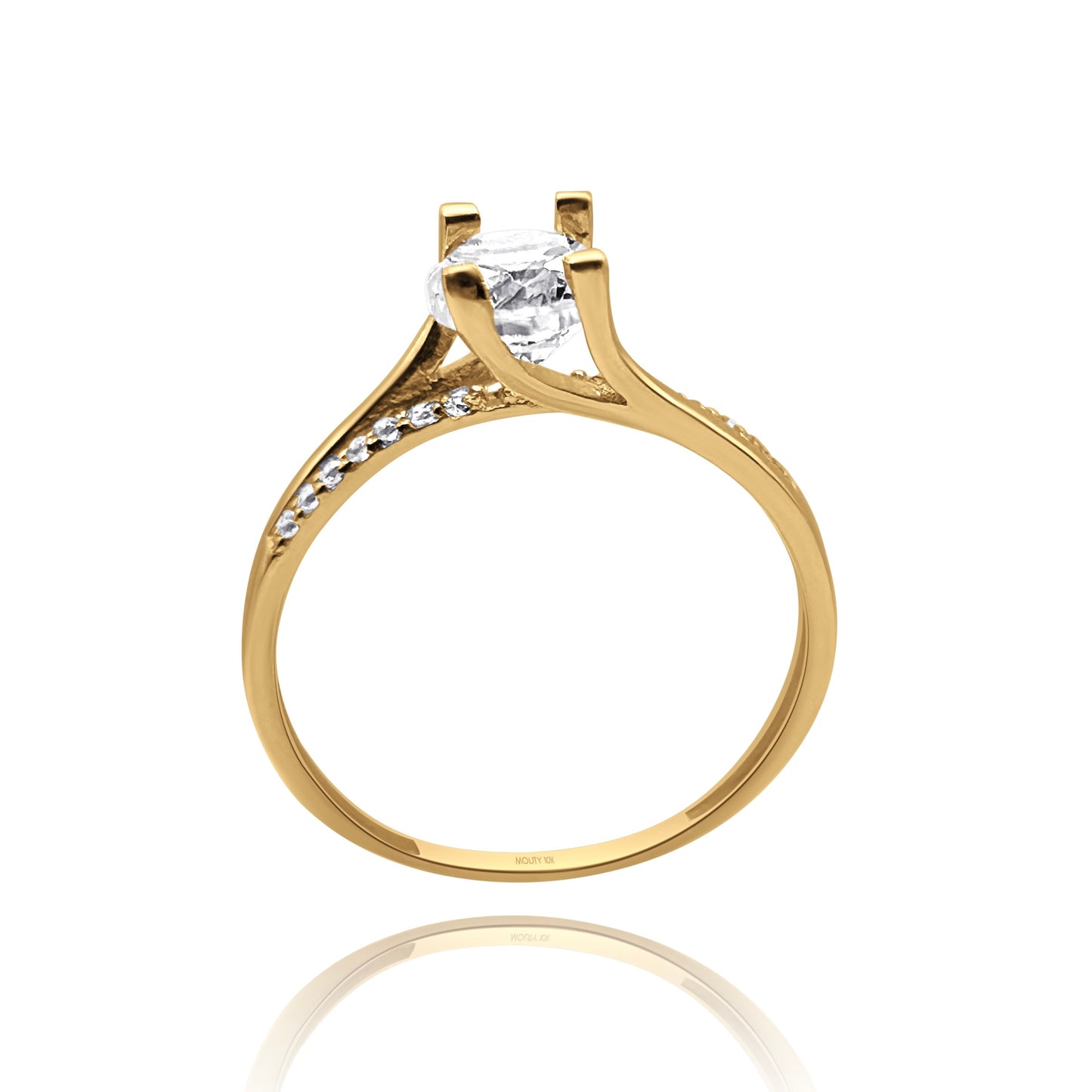 10k yellow gold ring with round zirconia Code: MAN315