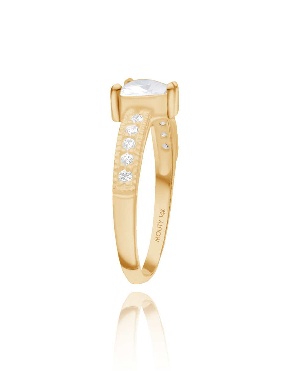 Anillo Fanny en oro amarillo 14k con circonia blanca