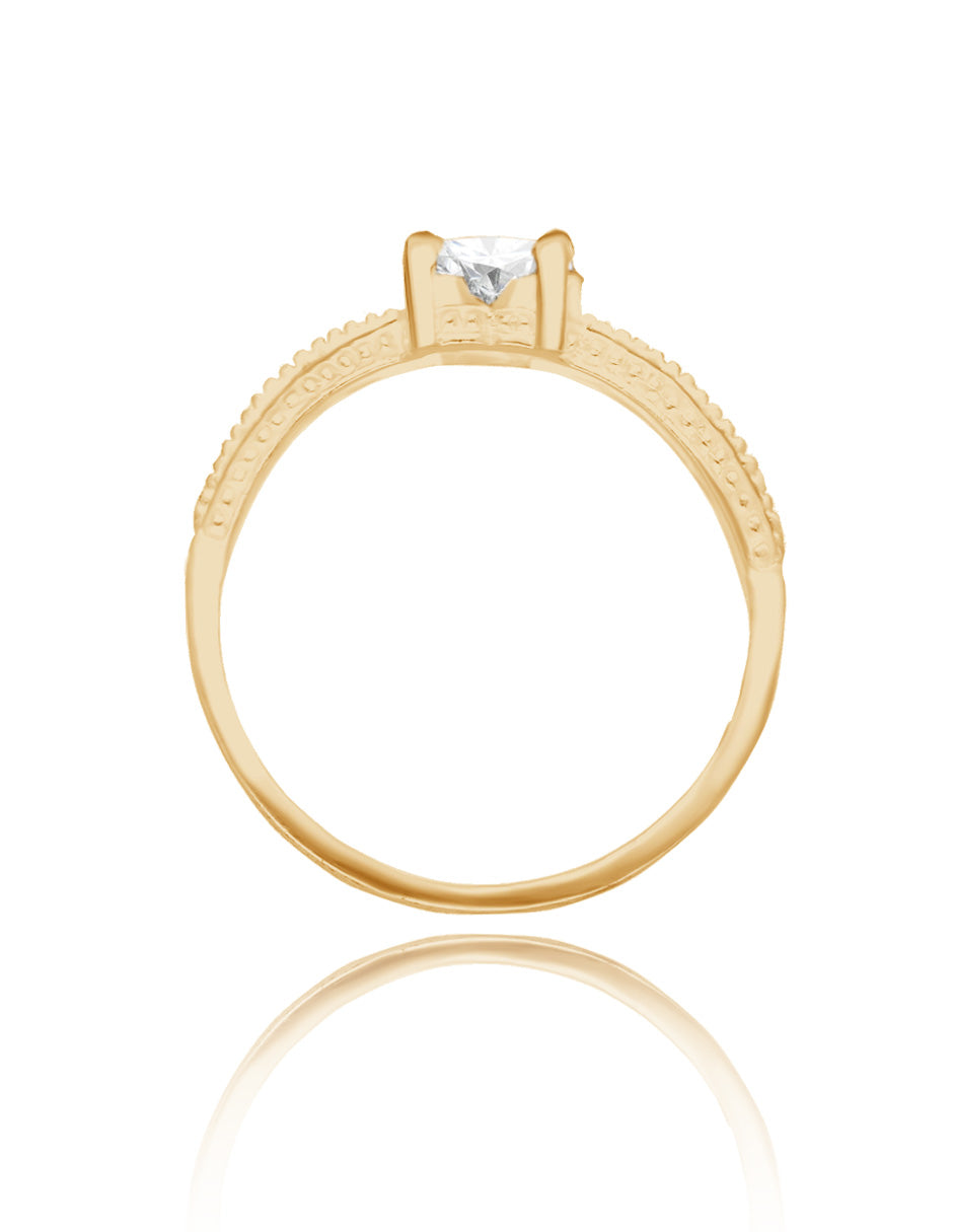 Anillo Fanny en oro amarillo 14k con circonia blanca