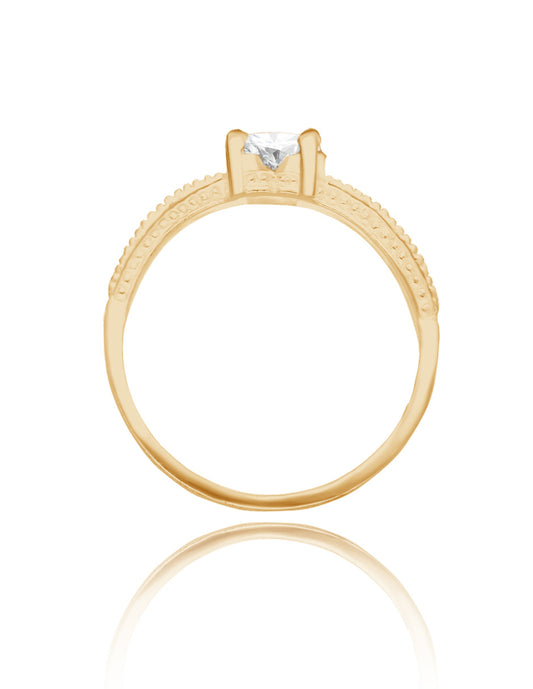 Anillo Fanny en oro amarillo 14k con circonia blanca