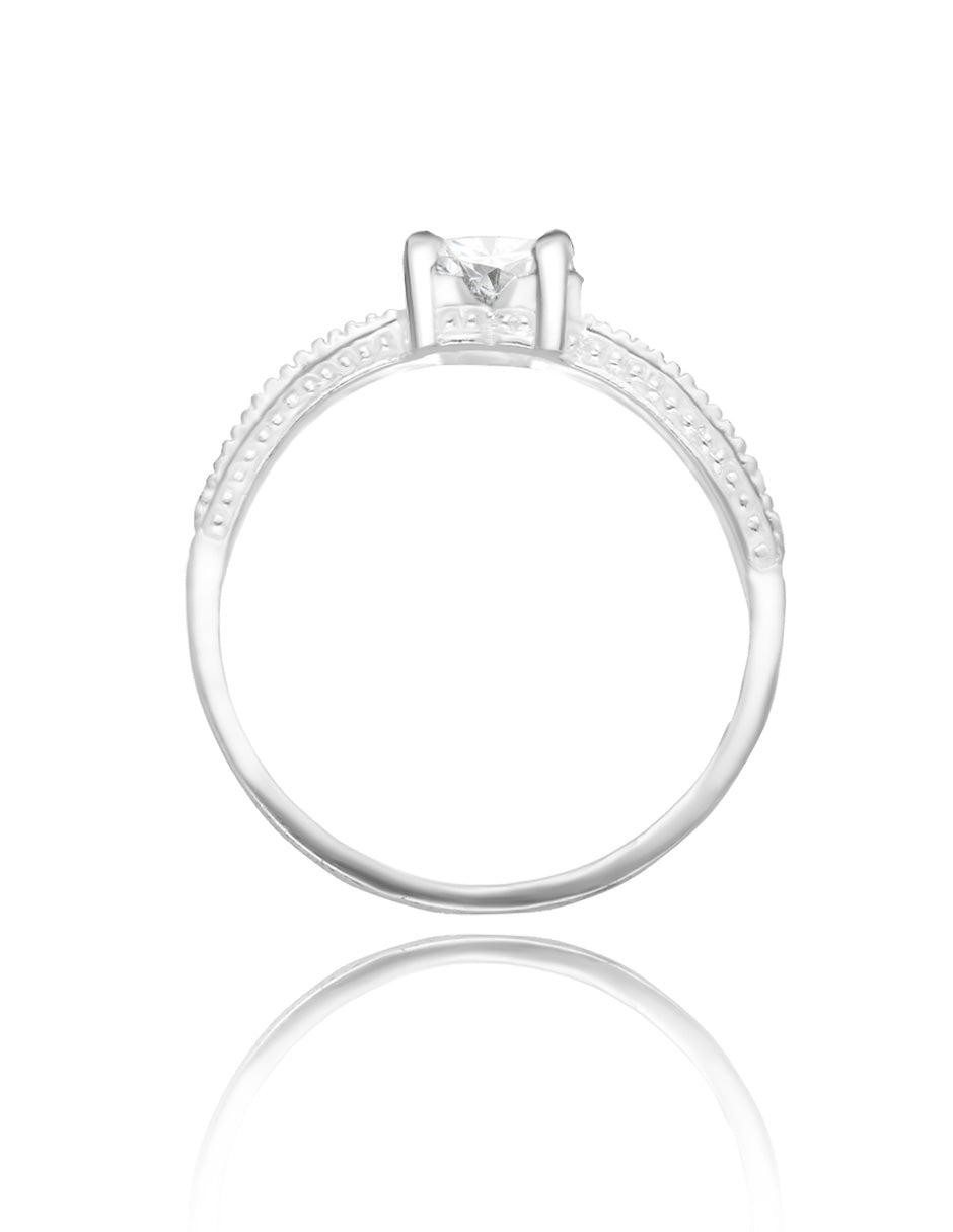 Anillo Fanny en oro blanco 18k con circonia blanca