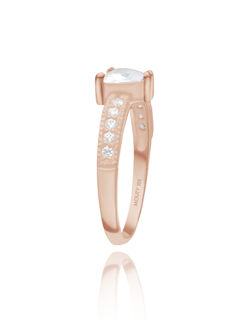 Anillo Fanny en oro rosa 18k con circonia blanca