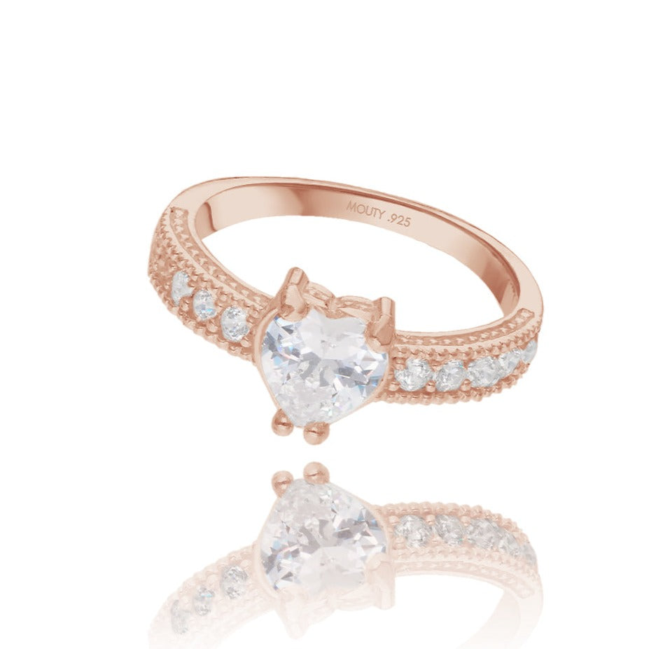 Fanny ring in rose gold-plated silver with white zirconia