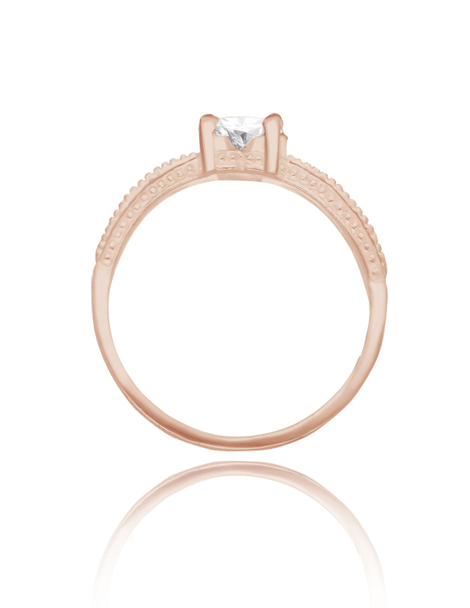 Fanny ring in rose gold-plated silver with white zirconia