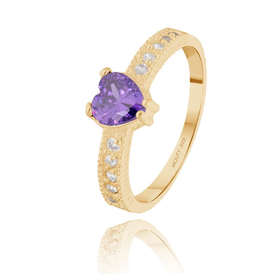 Fanny ring in yellow gold plated silver with purple zirconia