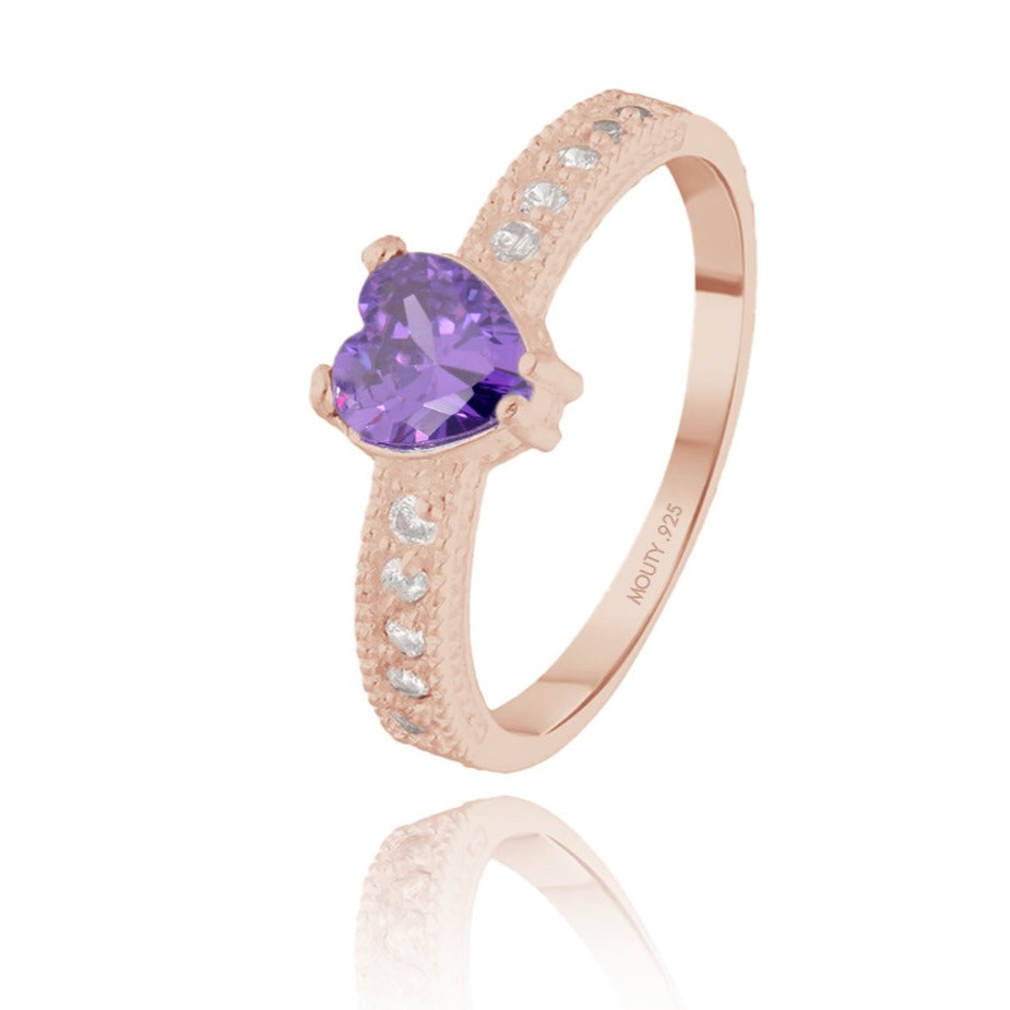 Fanny ring in rose gold-plated silver with purple zirconia