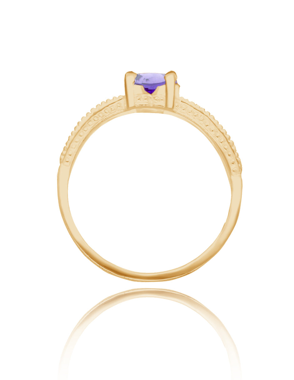 Anillo Fanny en oro amarillo 14k con circonia morada