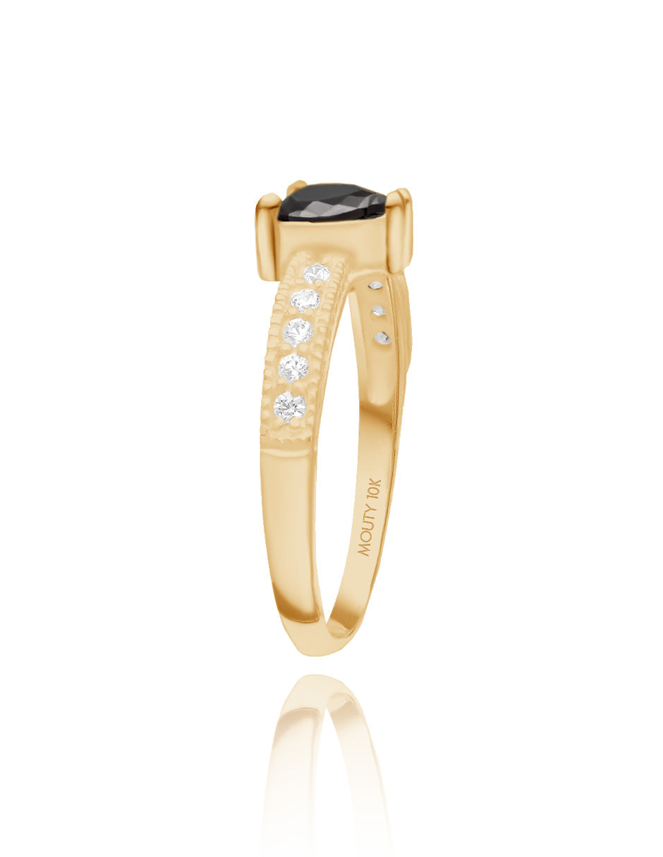 Anillo Fanny en oro amarillo 14k con circonia negra