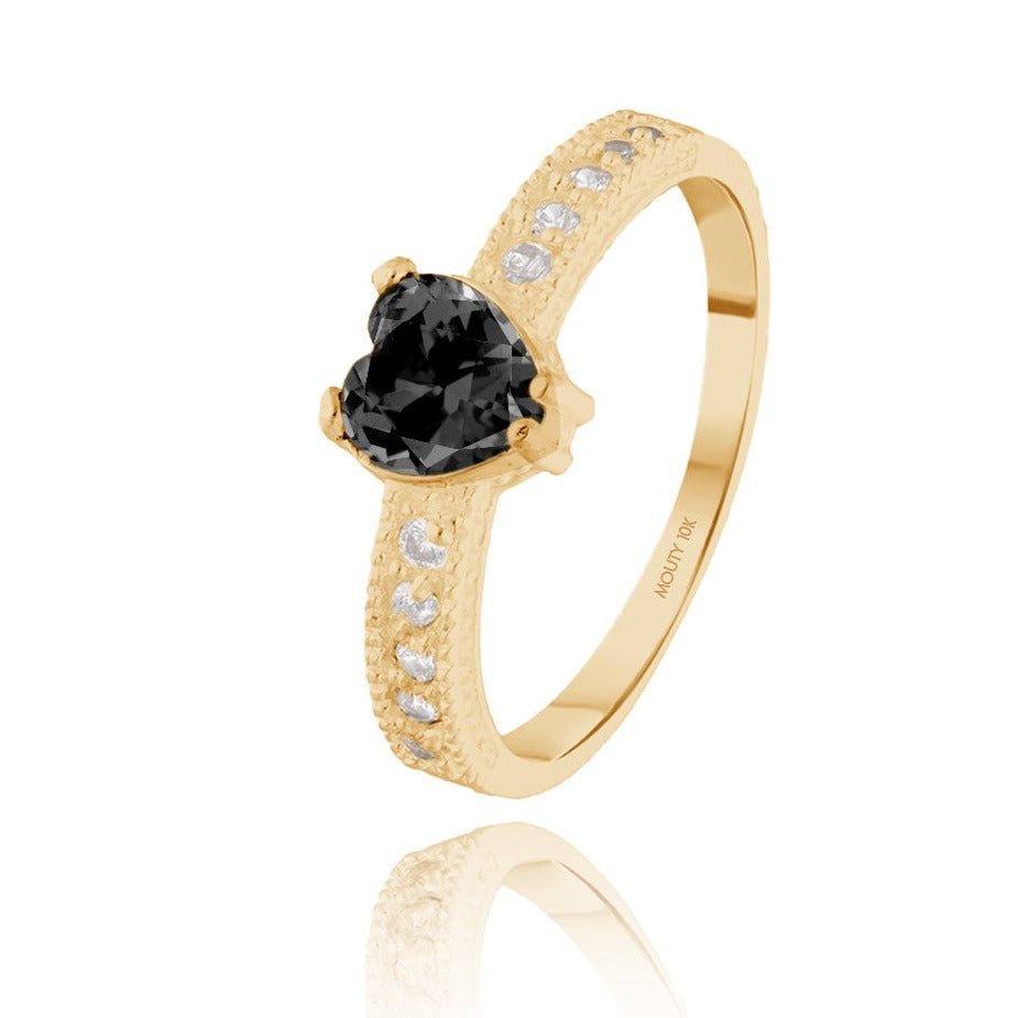 Fanny ring in 10k yellow gold with black zirconia