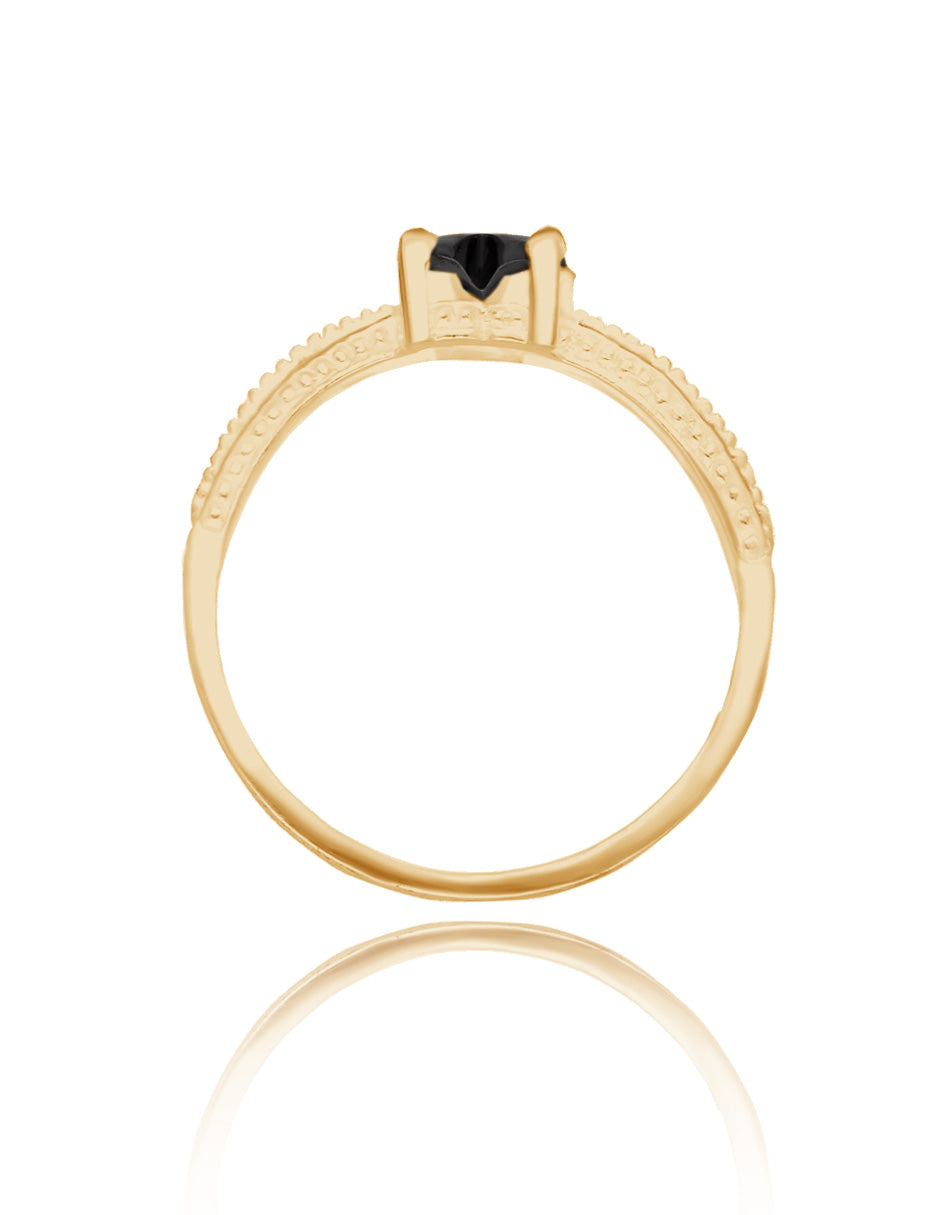 Anillo Fanny en oro amarillo 14k con circonia negra