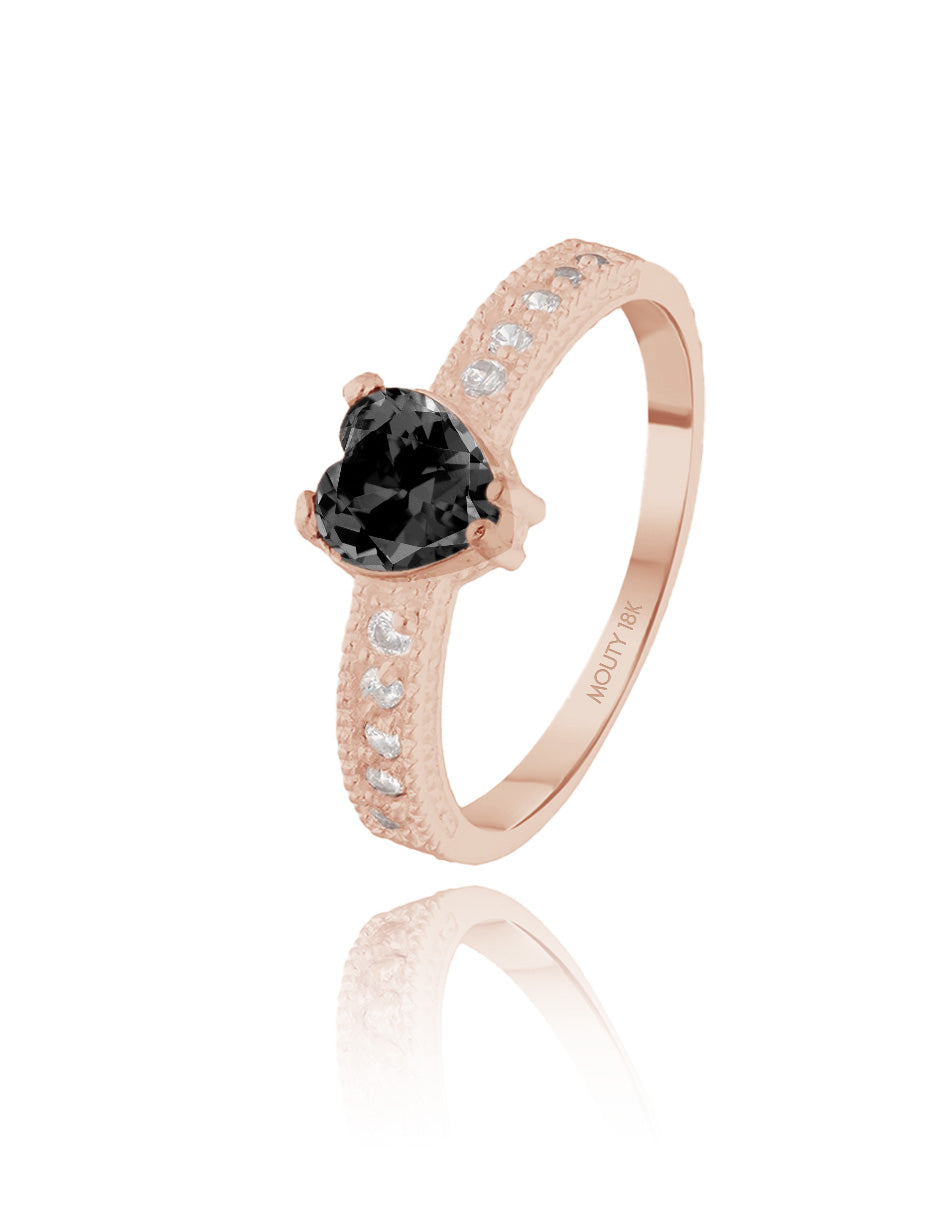 Fanny ring in 18k rose gold with black zirconia