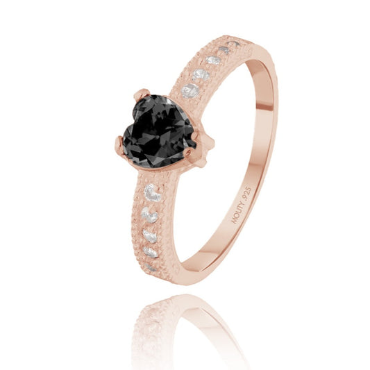 Fanny ring in rose gold-plated silver with black zirconia