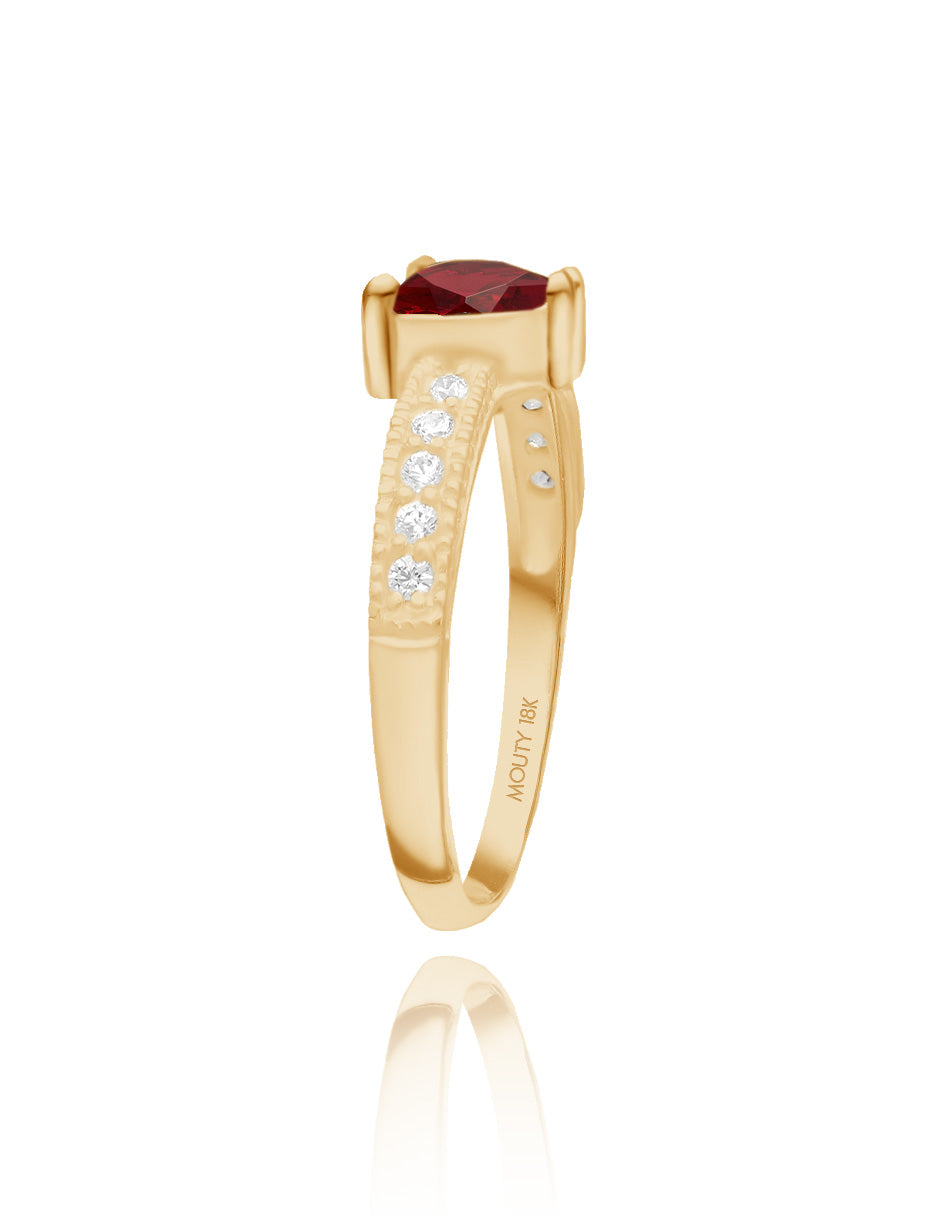 Fanny ring in 18k yellow gold with red zirconia