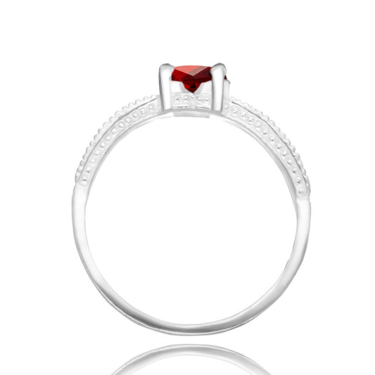 Fanny ring in 18k white gold with red zirconia