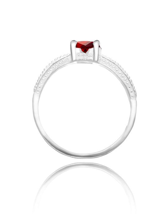 Anillo Fanny en oro blanco 10k con circonia roja