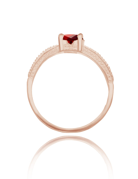 Fanny ring in rose gold-plated silver with red zirconia