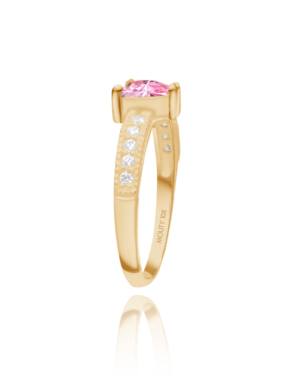 Anillo Fanny en oro amarillo 10k con circonia rosa