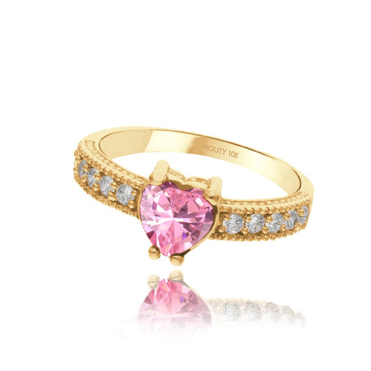 Anillo Fanny en oro amarillo 10k con circonia rosa