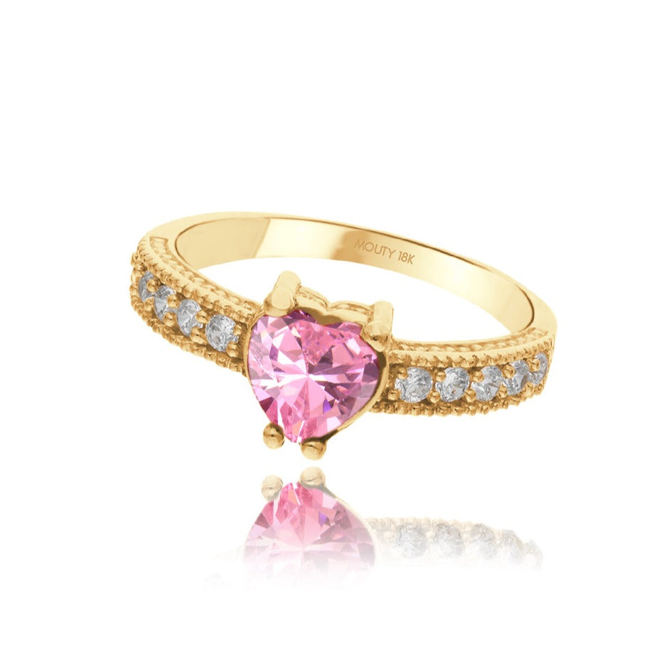 Anillo Fanny en oro amarillo 18k con circonia rosa