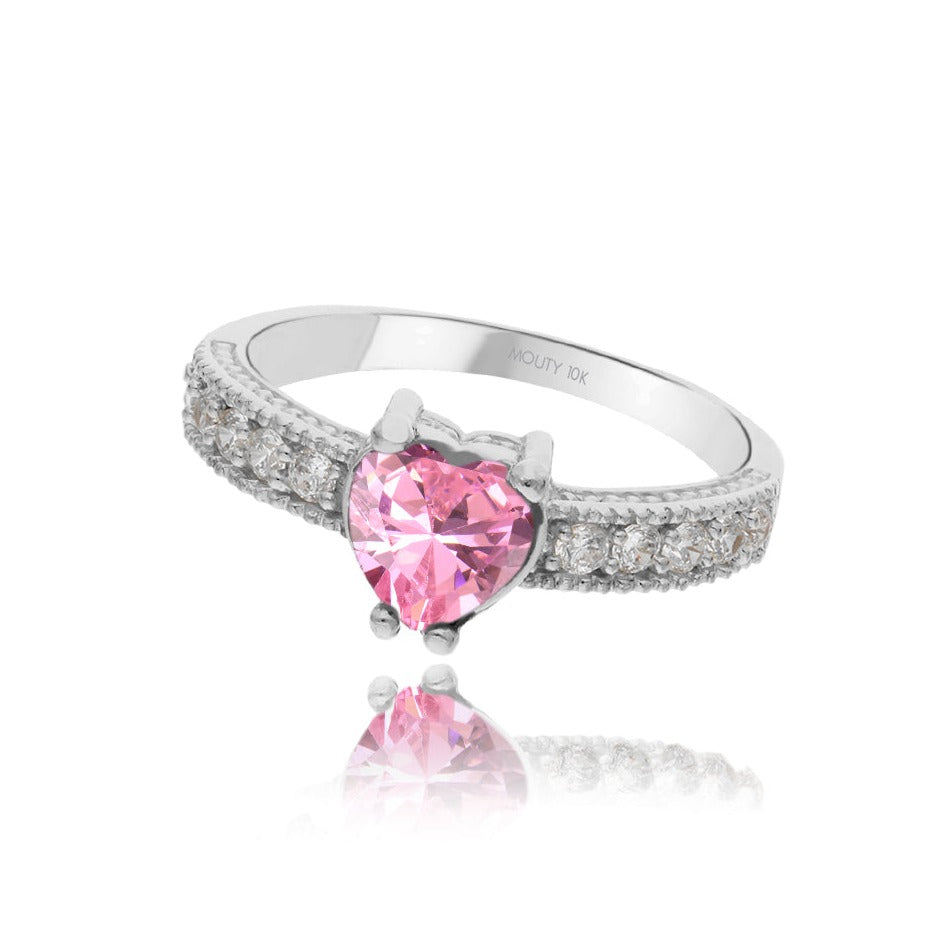 Fanny ring in 10k white gold with pink zirconia