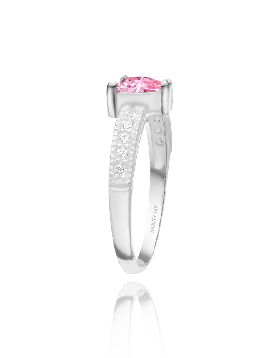 Fanny ring in 14k white gold with pink zirconia