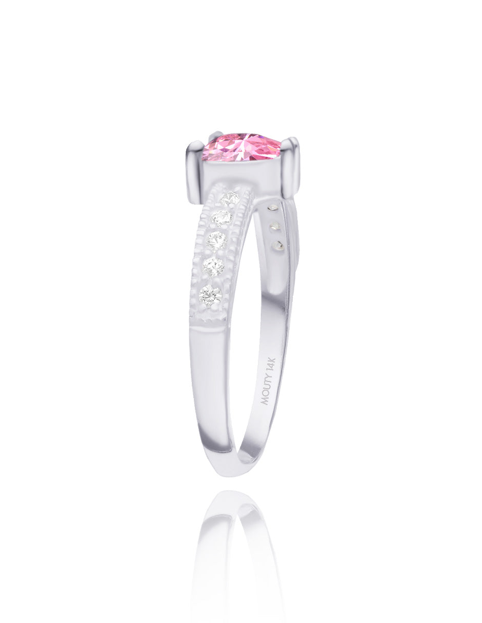 Fanny Ring in 14k White Gold with Pink Zirconia