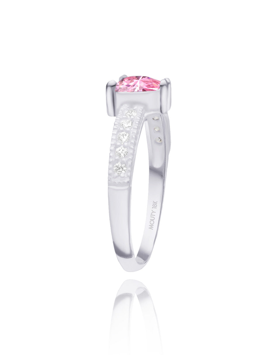 Fanny ring in 18k white gold with pink zirconia