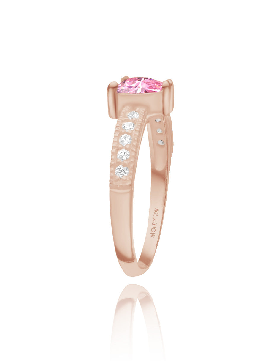 Anillo Fanny en oro rosa 10k con circonia rosa