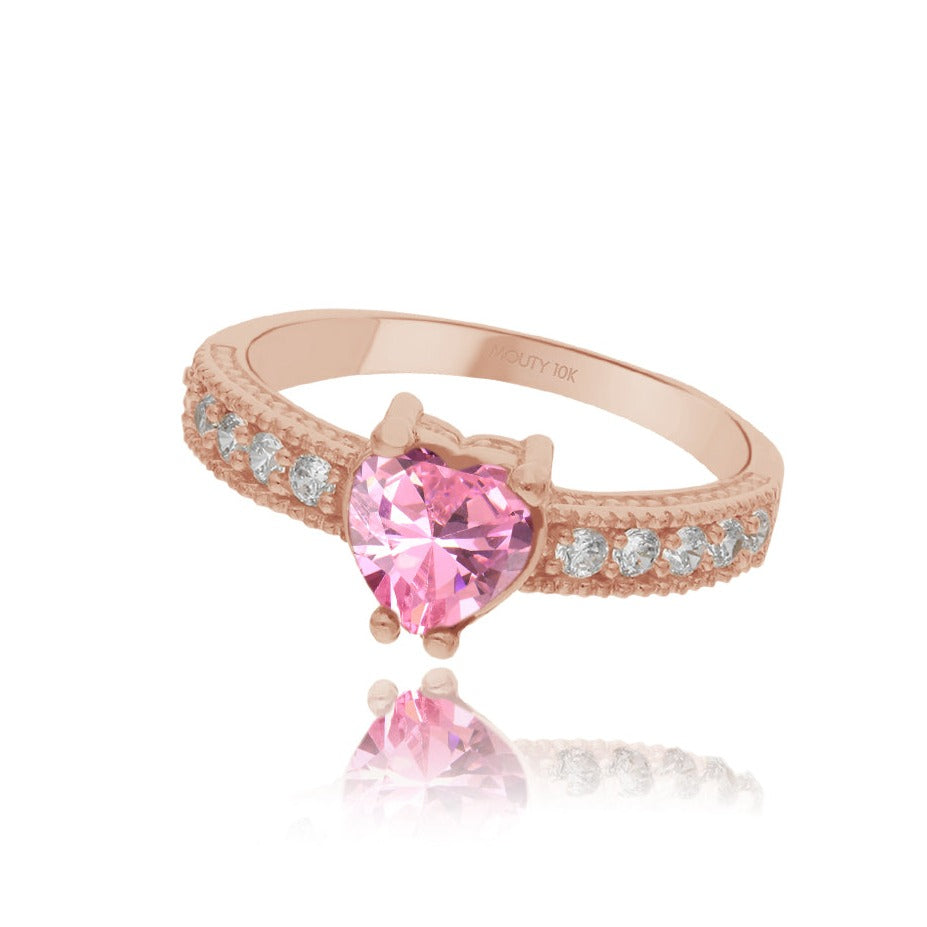 Anillo Fanny en oro rosa 10k con circonia rosa