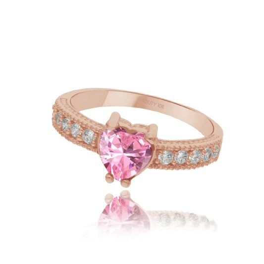 Fanny ring in 10k rose gold with pink zirconia