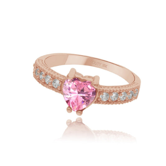 Anillo Fanny en oro rosa 18k con circonia rosa