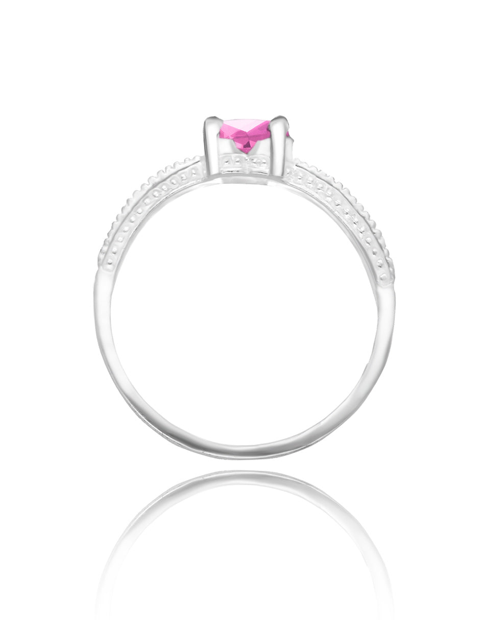 Fanny ring in 14k white gold with pink zirconia