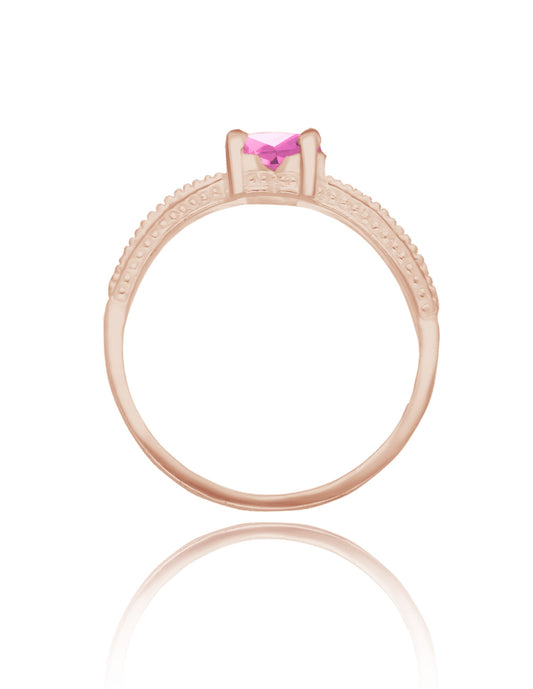 Anillo Fanny en plata con baño de oro rosa con circonia rosa