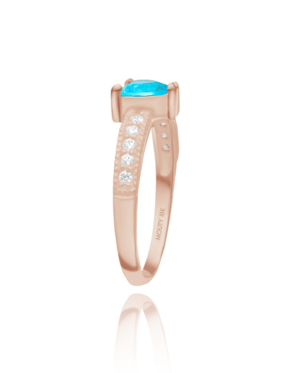 Fanny ring in 18k rose gold with sky blue zirconia