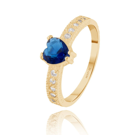 Fanny ring in 10k yellow gold with royal blue zirconia