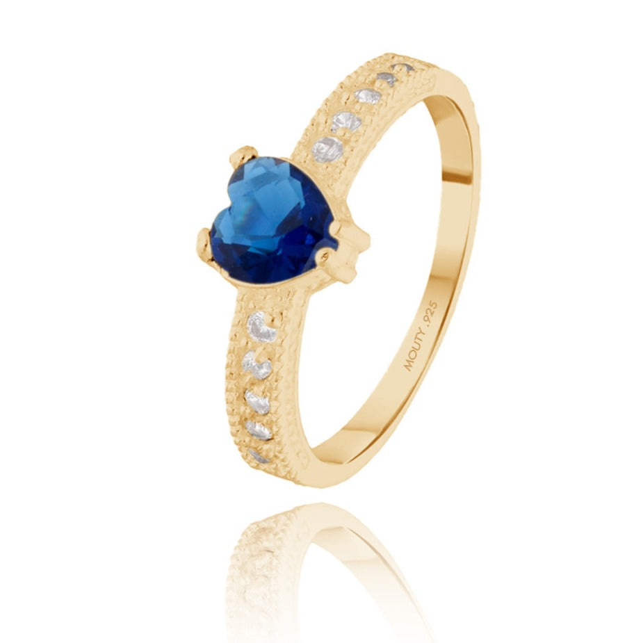 Fanny ring in yellow gold plated silver with royal blue zirconia