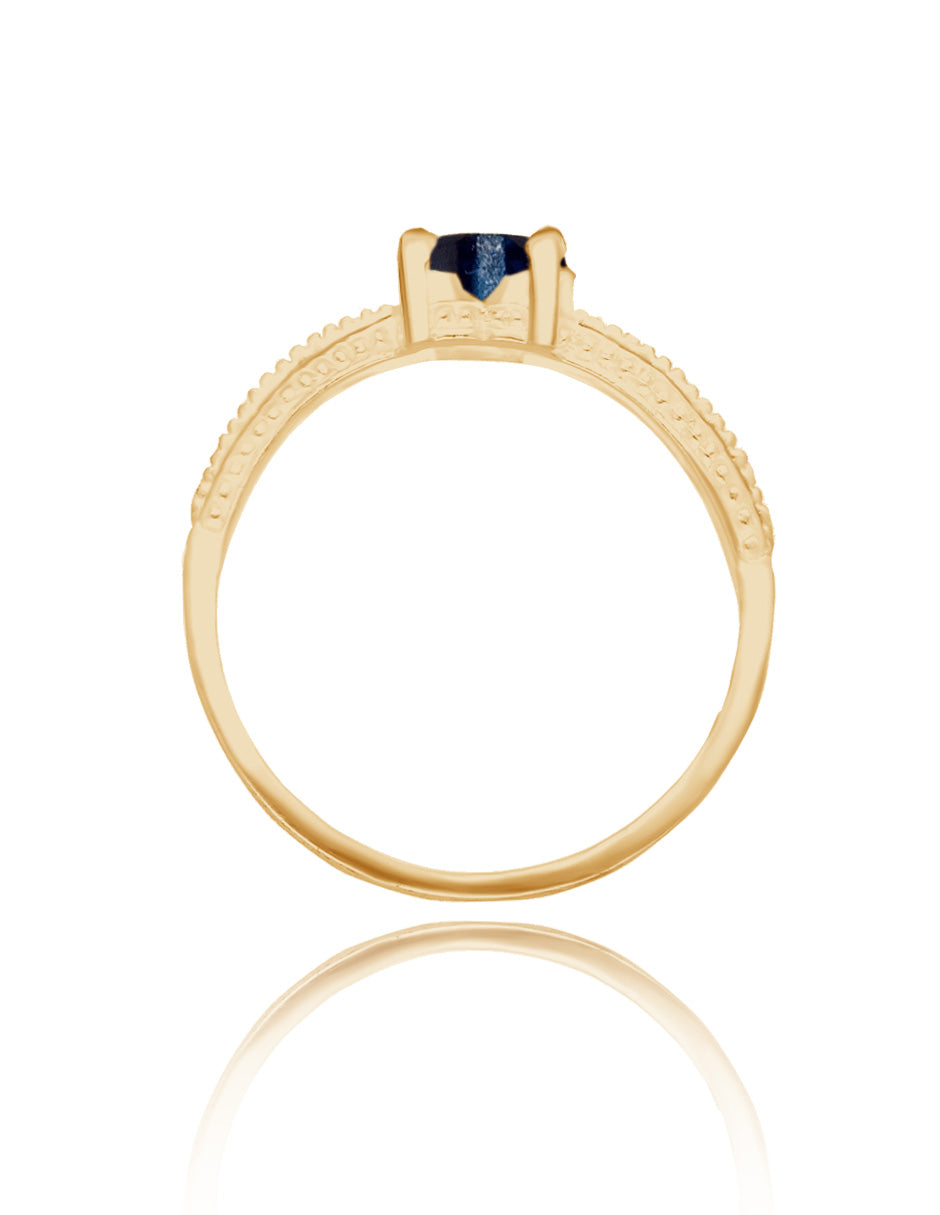 Anillo Fanny en oro amarillo 18k con circonia azul rey