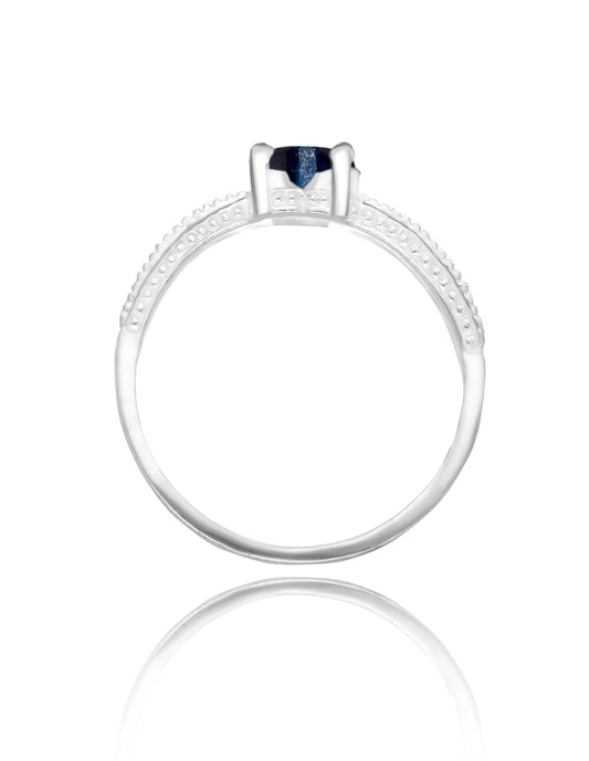 Fanny ring in rhodium-plated silver with royal blue zirconia