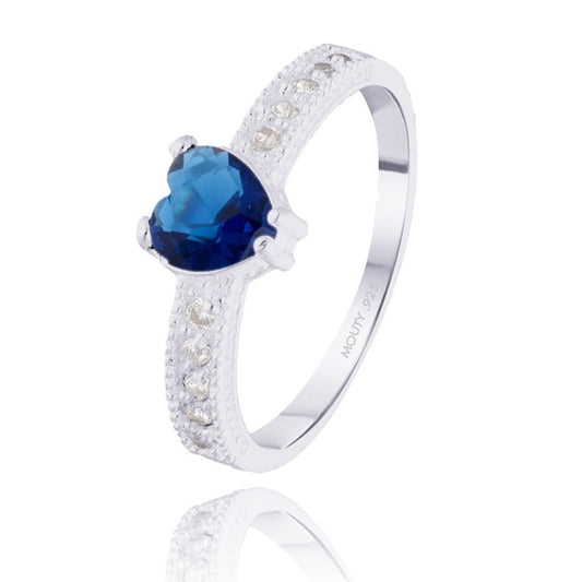 Anillo Fanny en plata con circonia azul rey