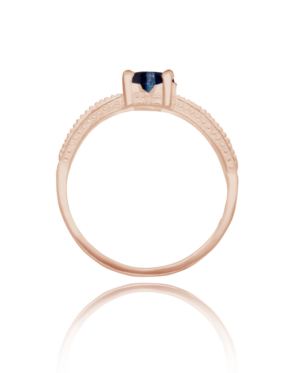 Anillo Fanny en oro rosa 18k con circonia azul rey