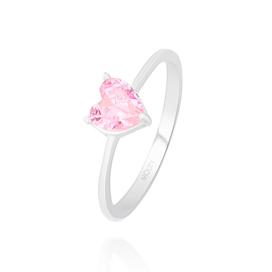 Anillo Zara en plata con circonia rosa