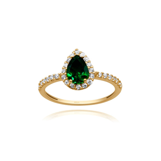 Ring in 10k yellow gold with green zirconia Cod: MAN284