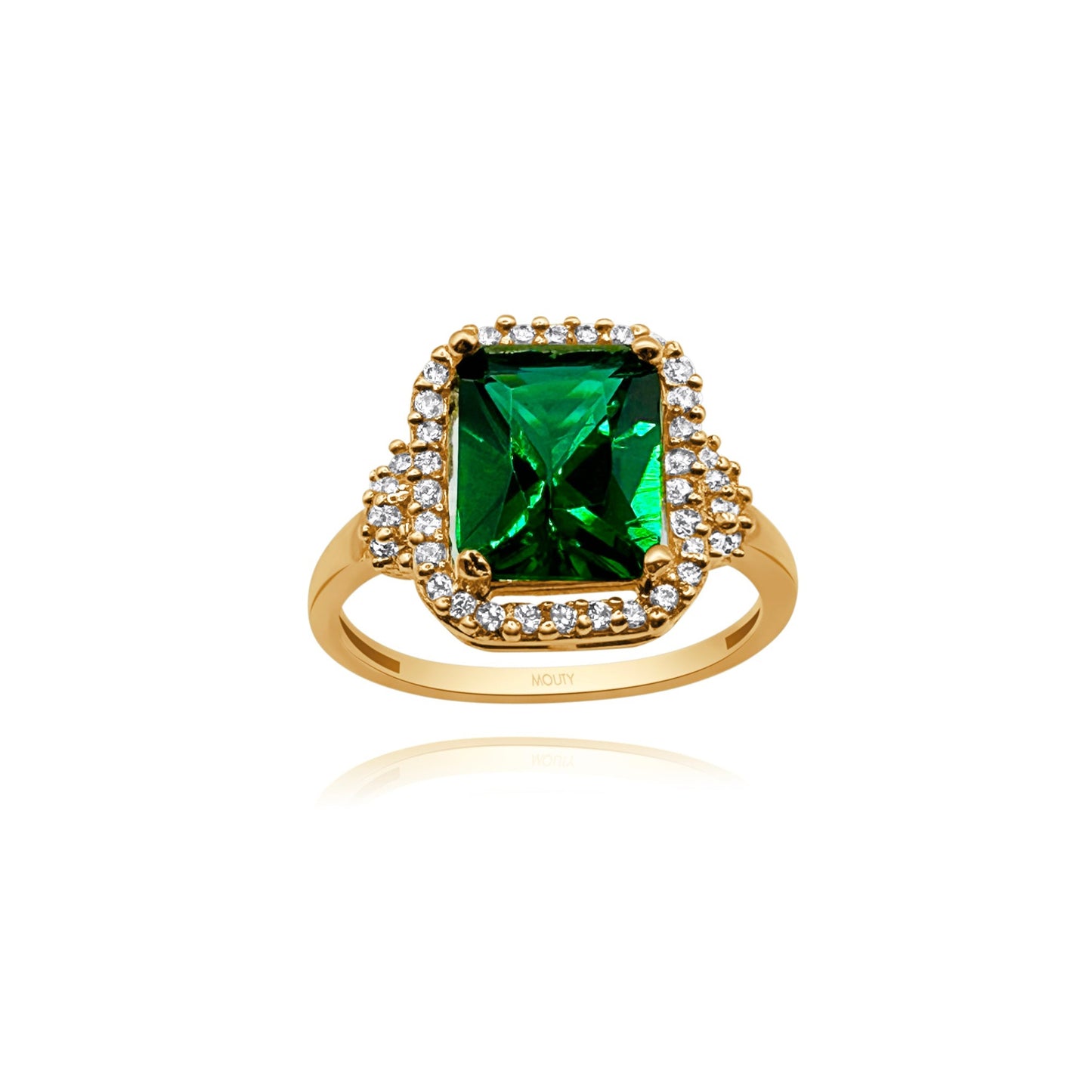 Ring in 10k yellow gold with green zirconia Cod: MAN288