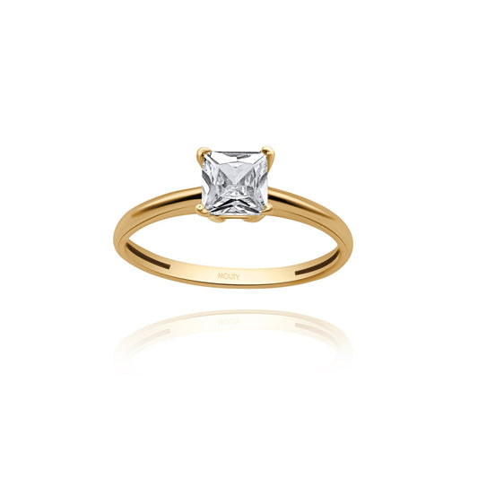 Ring in 10k yellow Italian gold with white zirconia Cod: MAN277